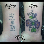 Coverup kanji with flowers