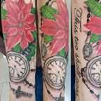 Poinsettia and pocket watch