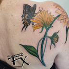 Flower and butterfly back shoulder